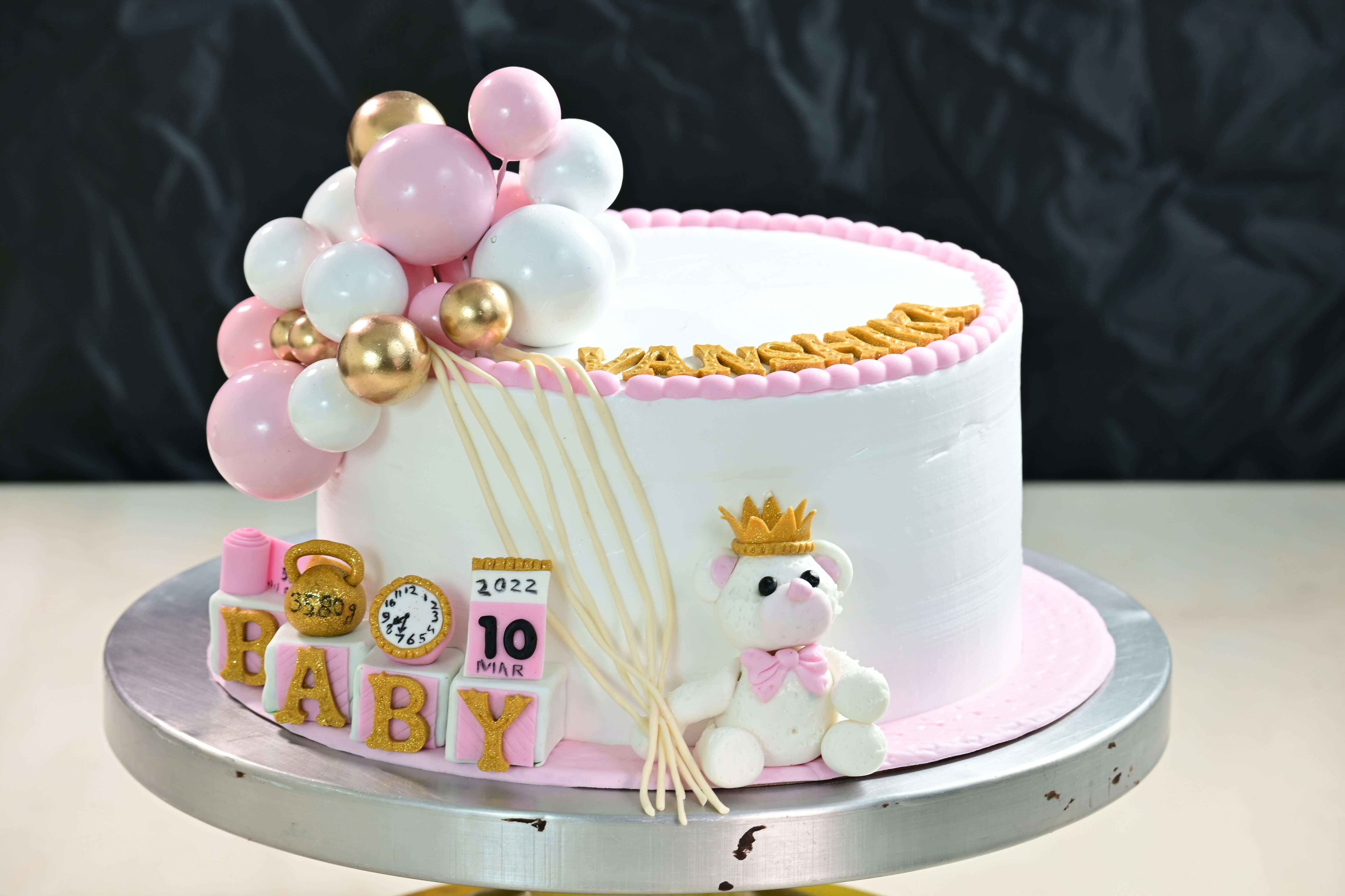 Decorated birthday cake. Photo by <a href="https://unsplash.com/@kashtandon?utm_source=unsplash&utm_medium=referral&utm_content=creditCopyText">Kash Tandon</a> on <a href="https://unsplash.com/photos/a-pink-and-white-cake-with-balloons-and-a-teddy-bear-mJhIw8UGJO8?utm_source=unsplash&utm_medium=referral&utm_content=creditCopyText">Unsplash</a>